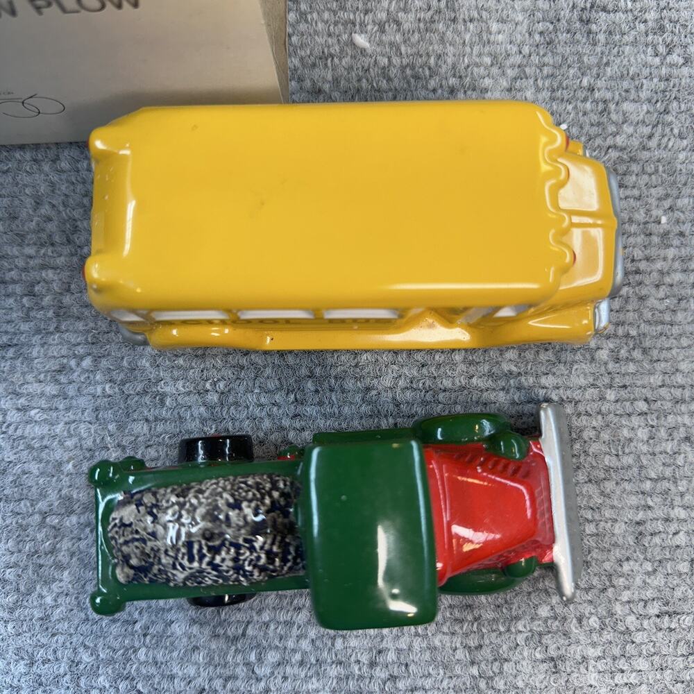Department 56 Snow Village Set of 2: School Bus and Snow Plow #51373 Mint in Box - Picture 3 of 6